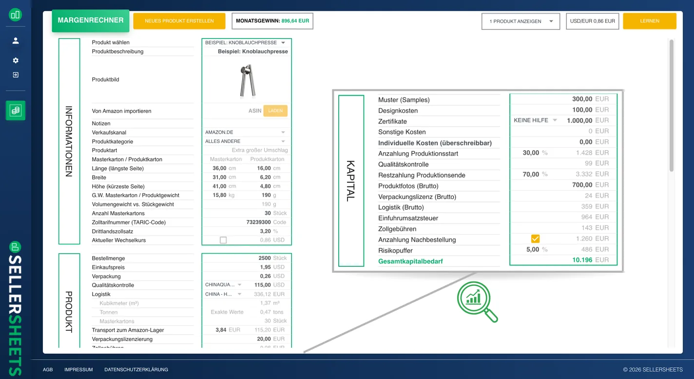 SELLERSHEETS – Kapitalbedarfsermittlung